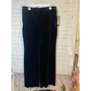 Womens Black Velvet Cocktail Pants Wide Flared Leg Size 16 W  Sophia